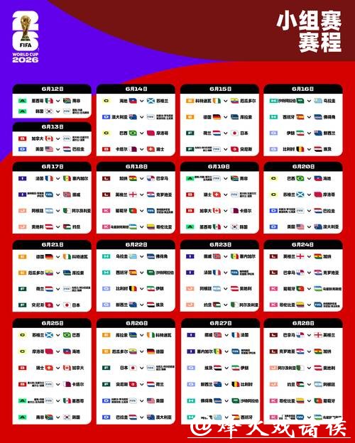 2026年世界杯赛程完整时间表一览 2026年世界杯赛程完整时间表一览